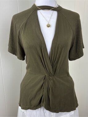 Free People Olive Twist-Knot Short Sleeve Top - Olive
